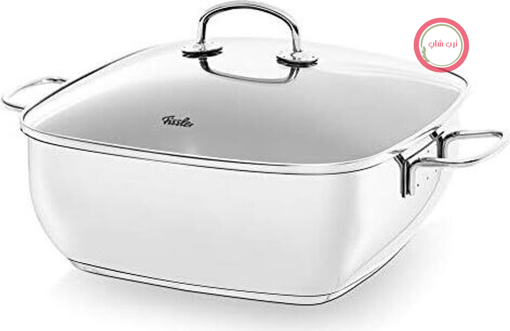 ماهیتابه سکورال فیسلر آلمان Fissler Secural 28 cm روکش‌دار (6.5 لیتر قطر 28 سانتی‌متر) ظرف کاسرول مستطیلی با درب شیشه‌ای مناسب برای فر
